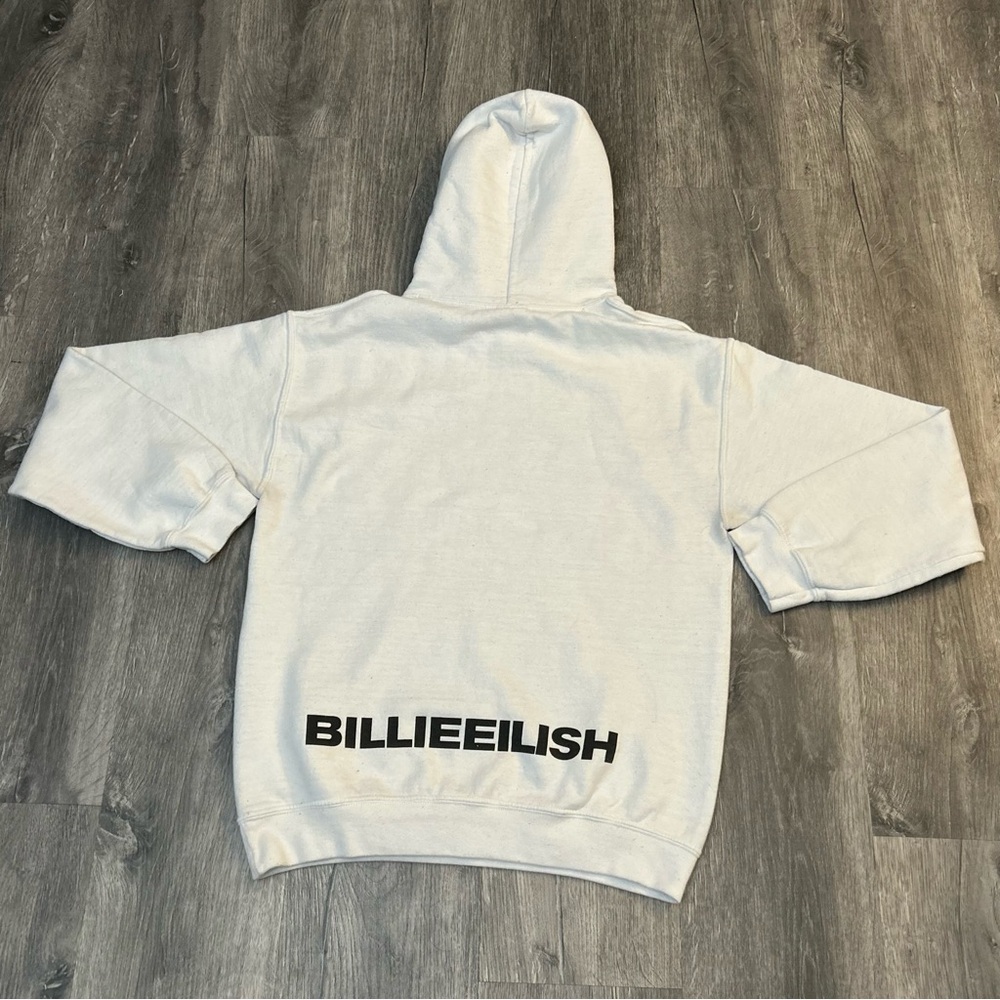 Billie Eilish OG Hanging Blohsh Merch Rare Vtg White Gildan Hoodie Size Small - Picture 5 of 8